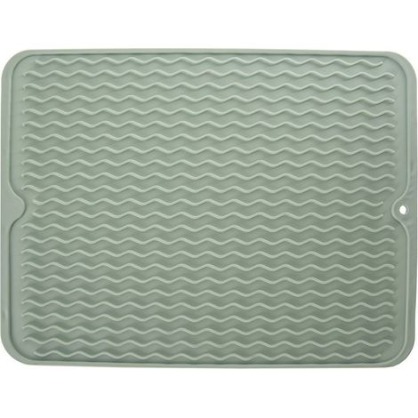 Tapis de sechage vert menthe pour vaisselle avec rainures profilees (1/5)