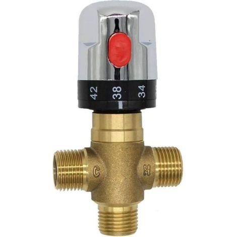 Mitigeur Thermostatique - Pour Robinet De Douche - En Laiton Et Cuivre - Plage Température 35 À 55 °C - Précision ±2 °C - Pression 0,1 À 0,5 MPa - Unité (1/4)