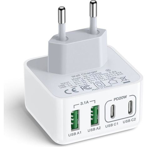 Chargeur USB C - HAUTSTORE - 40W - 4 Ports - Charge Rapide - Multi Secteur (1/5)