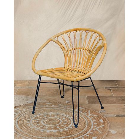 Naga - Fauteuil en rotin naturel et pieds métal (1/5)