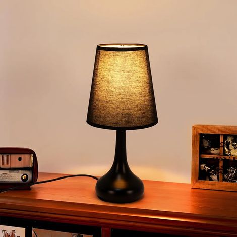Lampe de Table Rétro avec Abat Jour en Tissu Noir Lampe de Chevet Vintage E27 Câble 1 virgule 5 m avec jardin terrasse extérieur (1/5)