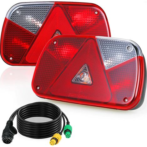 Kit de feux arrière pour remorque, éclairage de remorque 13 broches 12 V, feux arrière avec 7 fonctions, 2 câbles de 5,5 m pour voitures, camions, bateaux, caravanes et fourgons (1/5)