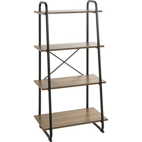 Étagère 4 Niveaux "Slovako" 128cm Noir & Chêne (1/5)