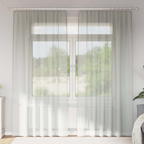 Voile Vorhänge mit Stangentaschen 2 Stk. Hellgrau