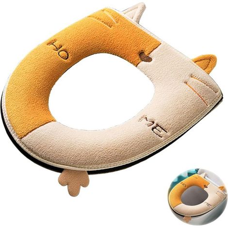 Coussins Siège Toilette à Fermeture Coussinets De Siège De Toilette Lavables housses de siège de toilette avec poignée siège toilette motif chaton Convient à la plupart des toilettes(37X43cm) (1/4)