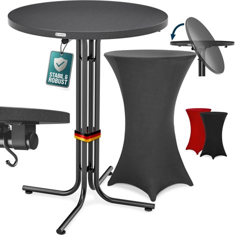 CASARIA® Round Bar Table with Slip Cover  110 High  70/80cm Diameter  Foldable & Easy To Transport  Powder Coated Metal  Stable Bistro Bar Party Table  Weatherproof  Grey