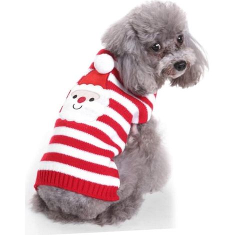 Weihnachtspullover für Haustiere, Größe L, warm im Winter, Polyester-Weihnachtskleidungsset (1/4)