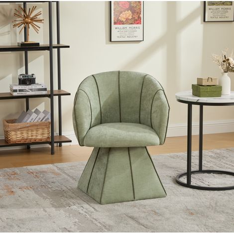 Sillón giratorio de chenilla con respaldo alto y reposabrazos, 56 x 54 x 74,5 cm, verde oliva (1/5)