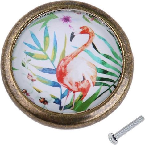 Bouton décoratif en alliage de zinc, motif flamants roses, un trou, pour la décoration de cuisine-1 (1/5)
