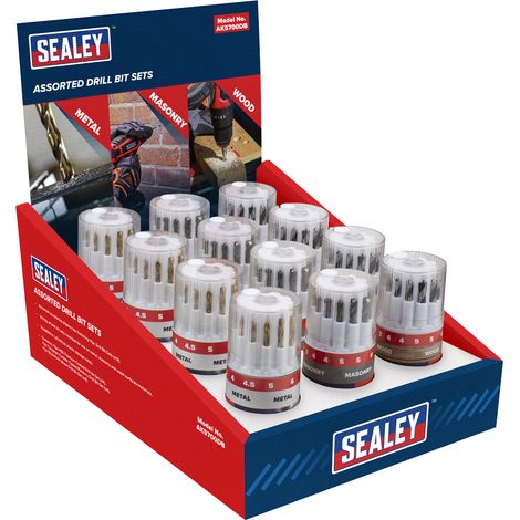 Sealey AK5700DB Assorted Drill Bit Sets - Display Box of 12