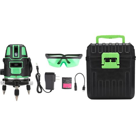 Niveau laser vert haute précision auto-nivelant horizontal vertical 3 lignes US 110-240V, faisceau vert super lumineux pour chantier (1/5)