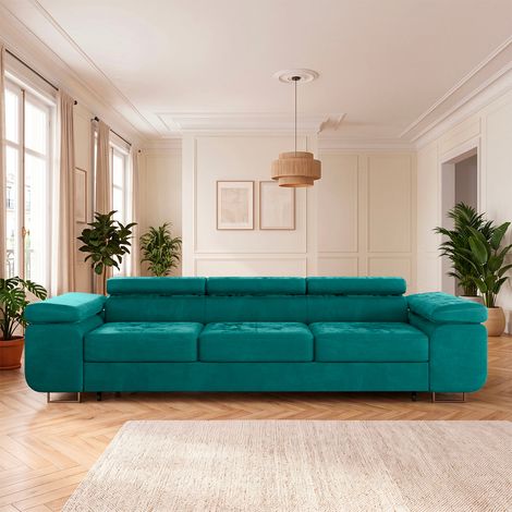 Canapé convertible 3 places Wilson velours Vert sapin (1/4)