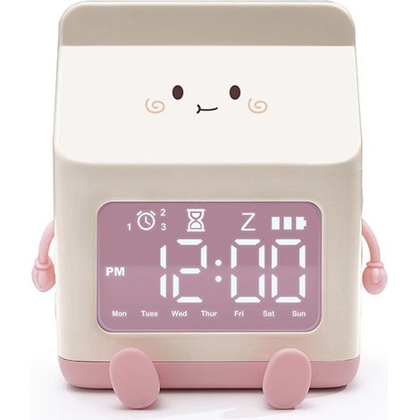 Sveglia per bambine, sveglia a forma di latte con funzione snooze, sveglia per l'educazione al sonno dei più piccoli, ideale per scuole, case e uffici.