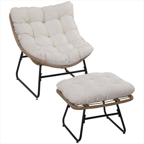 Fauteuil Ensemble détente bois naturel résine tressée repos (1/5)