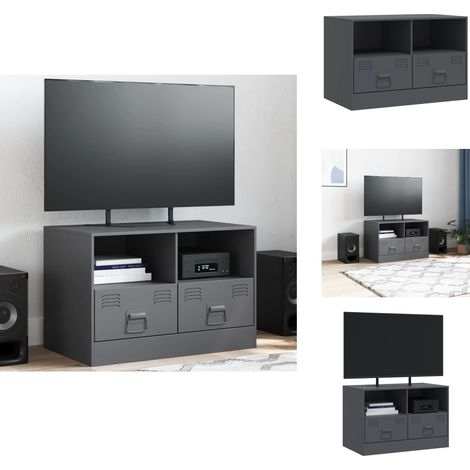 The Living Store TV-Schrank Anthrazit 67x39x44 cm Stahl - TV-Schrank Stahl (1/5)