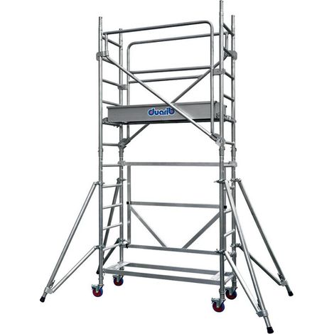 DUARIB - Échafaudage roulant aluminium pour cage d'escaliers Docker mini garde-corps monoblocs - Hauteur de plateau 2,8 m - L 1,5 x l 0,6 m