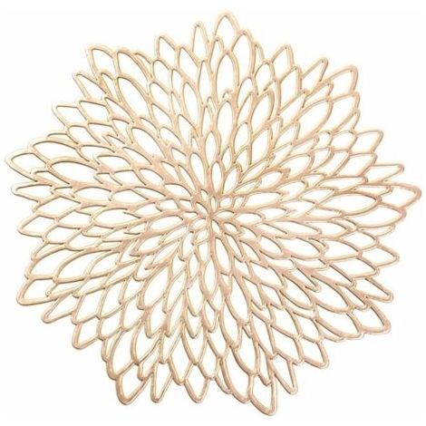 Lot de 6 sets de table ronds en PVC, lavables et résistants à la chaleur,pour table de cuisine,centre de table de mariage,or foncé (1/4)