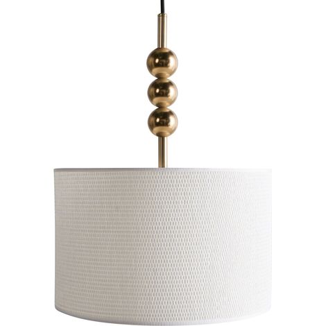 Lampada a sospensione in metallo con paralume a tamburo Ottone Loky