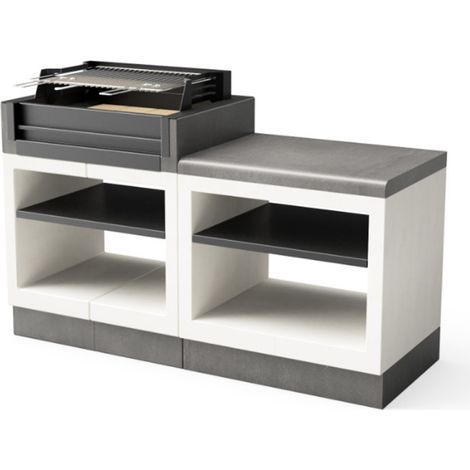 Modulo Grill + Bancada para Barbacoa de Obra Kitaway 168x63x112 cm Base Blanca/Negra para Barbacoa de JardÃn Exterior (1/5)