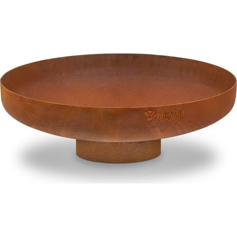 BBQ-Toro Braciere Ø 60 cm Aspetto ruggine Focolare da esterno con base, braciere effetto ruggine (1/4)