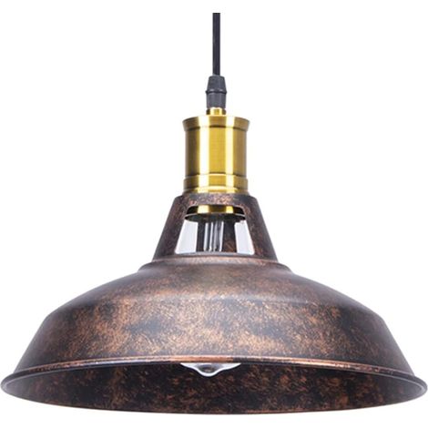 Vintage Metall Pendelleuchte Höhenverstellbar Hängende Deckenleuchte für Wohnzimmer Esszimmer(27cm Rost)