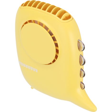 Ventilateur électrique portable à tour de cou, petit modèle, 3 vitesses de ventilation, chargement USB, jaune (1/5)