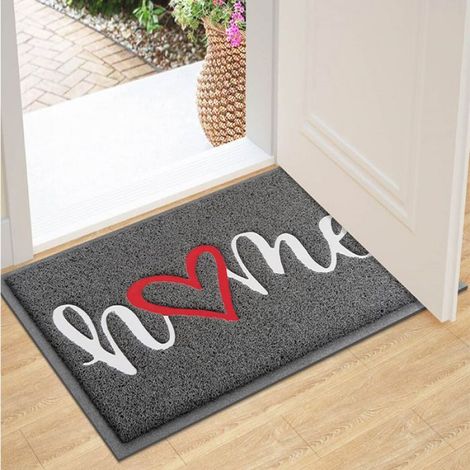 Tapis de Porte Paillasson d'Entree 40x60cm Interieur et Extérieur Antidérapant et Absorbant Kuangfushang, Lavable, Gris (1/5)