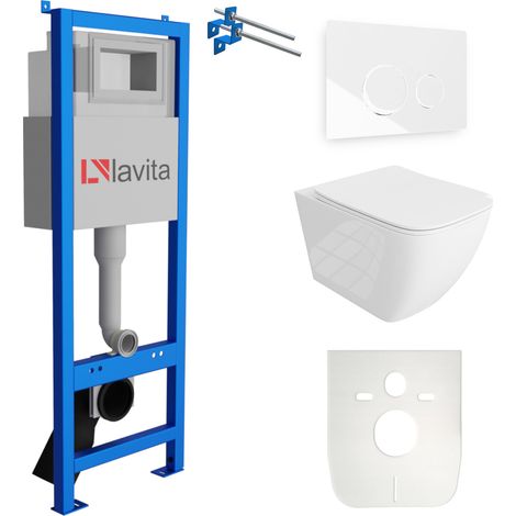LAVITA WC Set mit Vorwandelement, Wand-WC und Spülknopf (1/5)