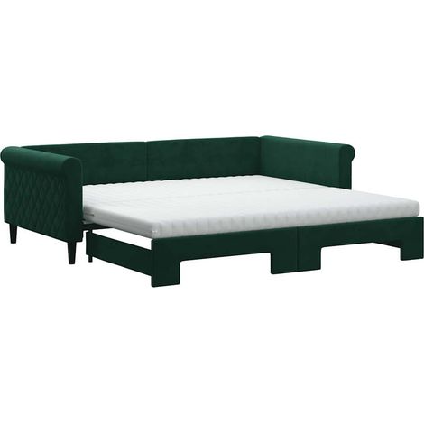 Maison Exclusive - Divano Letto Estraibile Materassi Verde Scuro 100x200 Velluto