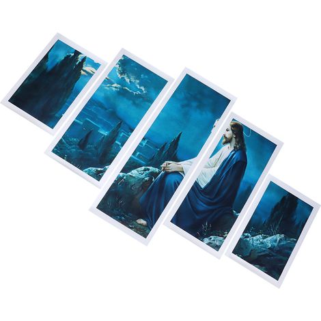 5 Tableaux Jésus Sans Cadre Peinture Murale Art Religieux Déco Maison Toile Impression (1/5)