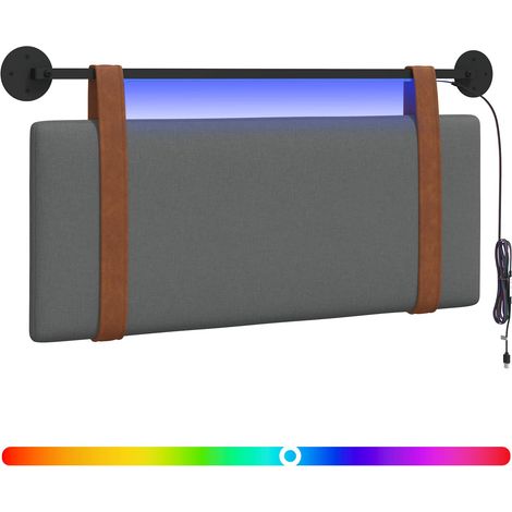 Hanging Headboard with LED Light Dark Grey Antique PU vidaXL