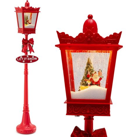 Costway – Lanterne de Noël 185 cm avec lumière blanche chaude – Effet neige et musique – Base rechargeable pour stabilité – Décoration intérieure et extérieure (1/5)