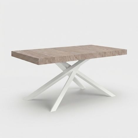 Tavolo allungabile moderno gambe bianche 12 posti 140/220x90 Pechino - Grigio