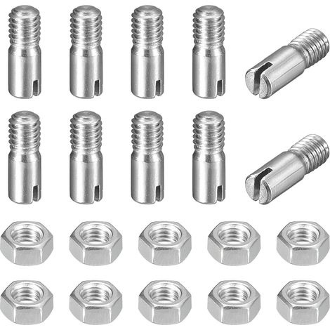 10pcs Goupilles Cylindriques avec Écrou, M3x8mm Goujon Cylindrique Fendu Fileté Externe 304 Acier Inoxydable Industriel Mécanique Chevilles Support d'Étagère Tige Fixation Meubles (1/5)