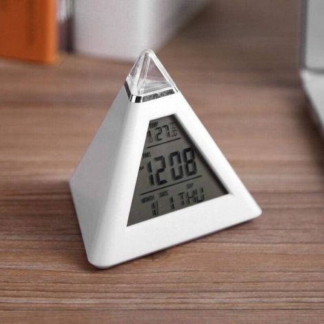 Reloj despertador digital LED LCD con forma de cono y colores cambiantes. (1/5)