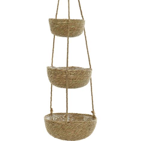 3 Körbe mit Folienauskleidung Natur miteinander verbunden Ø 30 cm x 120 cm - Seegras