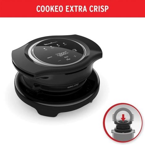 Couvercle Extra Crisp - Moulinex - Cookeo - Noir - 4 Programmes - Cuisson Automatique