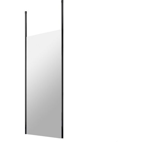 Balterley Ellerton Contemporary Bathroom 8mm Glass Profile Wetroom Screen with Ceiling Posts, Matt Black, 1950 x 700 x 14mm