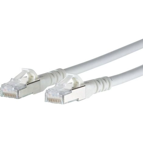 Metz Connect 1308453088-E RJ45 Câble réseau, câble patch CAT 6a S/FTP 3.00 m blanc avec cliquet d'encastrement 1 pc(s) R07322 (1/3)