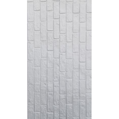 Pannello Decorativo Brick Wall Bianco 120x60 cm per Rivestimento Murale