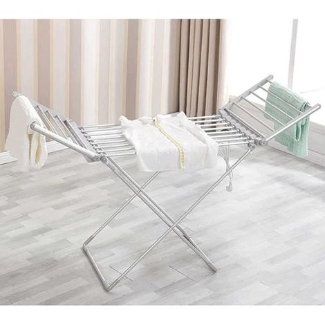 Sèche Serviette Acier Inoxydable,Etendoir à Linge Electrique Chauffant Pliableréglables en Hauteur séchoir à Linge Pliable, éte[915] (1/5)