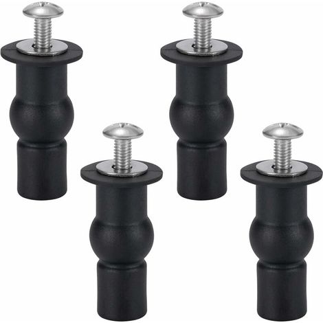 Fixation de Siège de Toilette Charnière de Siège de Toilette Fixation Abattant WC Vis Pour Les Sièges de Toilette Généraux 4 Pièces Noir (1/5)