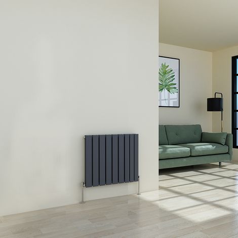 Warmehaus Flat Radiator Anthracite Horizontal Double 600x612mm (1/4)