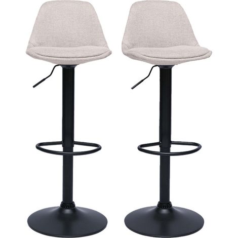 Tabourets de bar design en tissu effet velours texturé beige (lot de 2) STEEVY (1/5)