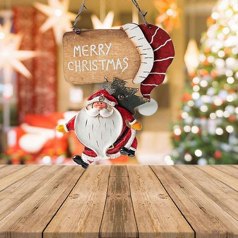Décorations de Noël en bois, sapin de Noël suspendu, Père Noël, décoration de sapin de Noël pour intérieur et extérieur, cadeaux, boules de Noël (1/5)