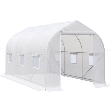 Invernadero de Jardín 4x2x2 m Tipo Túnel con 6 Ventanas Transpirables y Puerta Enrollable con Cremallera Huerto para Cultivo Plantas Verduras (1/5)