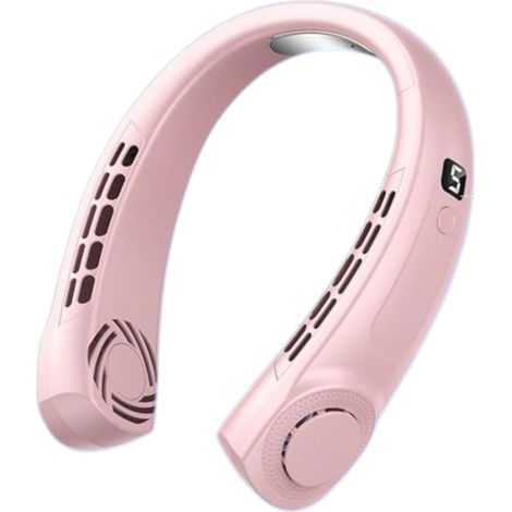 Ventilateur de Cou - Tendance Tech Rafraîchissant - Écran LED céramique 5 vitesses 4000mAh - Silencieux extérieur 360° - Rose (1/3)