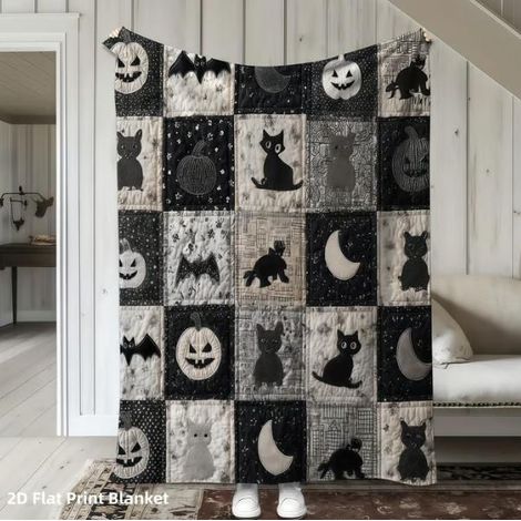 New Halloween Series Patchwork Blanket, Spooky Pumpkin Ghost Festival Plush Blanket, Nap Sofa Blanket - H - 70100CM