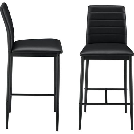 Helloshop26 – Lot de 2 tabourets de bar noir – Hauteur d'assise 66 cm – Assise en PU synthétique – Pieds en acier – Montage simple (1/3)