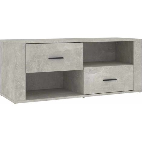 Meuble TV, Étagère TV, Meuble de Salon, Gris béton 100x35x40 cm Bois d'ingénierie OIB2486E (1/5)